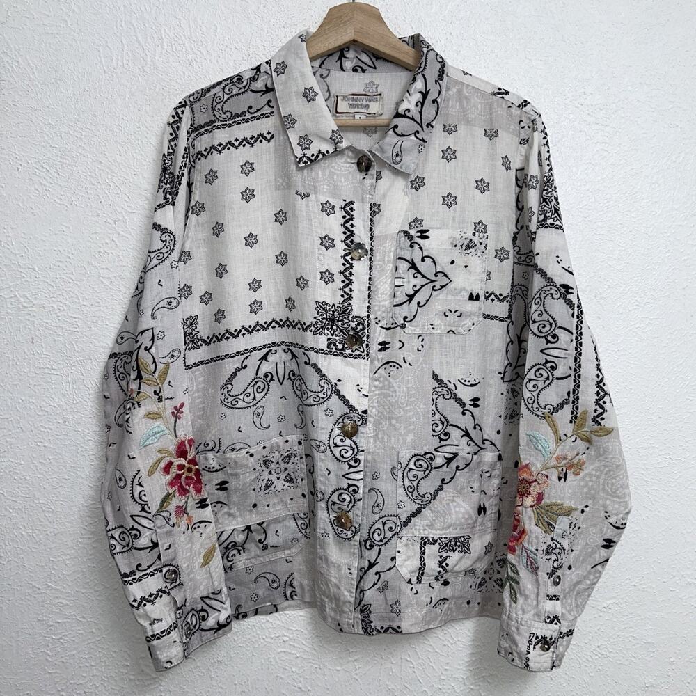 Johnny Was Workshop Ashton Bandana Worker Jacket Embroidered Women’s Small